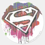 Superman Stylized Twisted Innocence Logo Classic Round Sticker