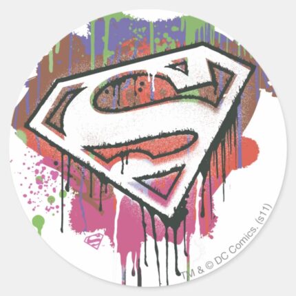 Superman Stylized Twisted Innocence Logo Classic Round Sticker