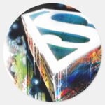 Superman Stylized Urban Graffiti Logo Classic Round Sticker