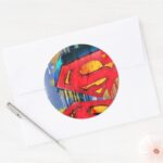 Superman Stylized Urban Spraypaint Logo Classic Round Sticker
