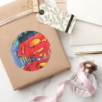 Superman Stylized Urban Spraypaint Logo Classic Round Sticker