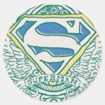 Superman Stylized Wings And Name Logo Classic Round Sticker