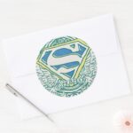 Superman Stylized Wings And Name Logo Classic Round Sticker