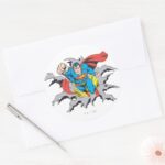 Superman Tears Thru Classic Round Sticker