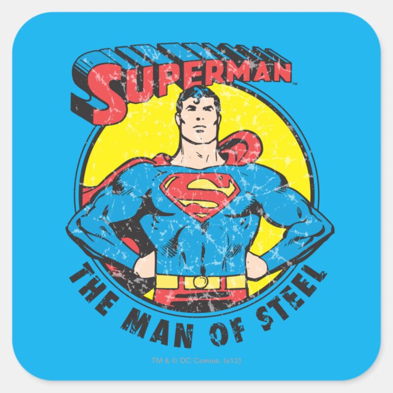 Superman The Man Of Steel Square Sticker