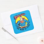 Superman The Man Of Steel Square Sticker