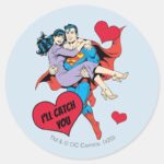 Superman Valentines Day Ill Catch You Classic Round Sticker