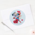 Superman Valentines Day Ill Catch You Classic Round Sticker