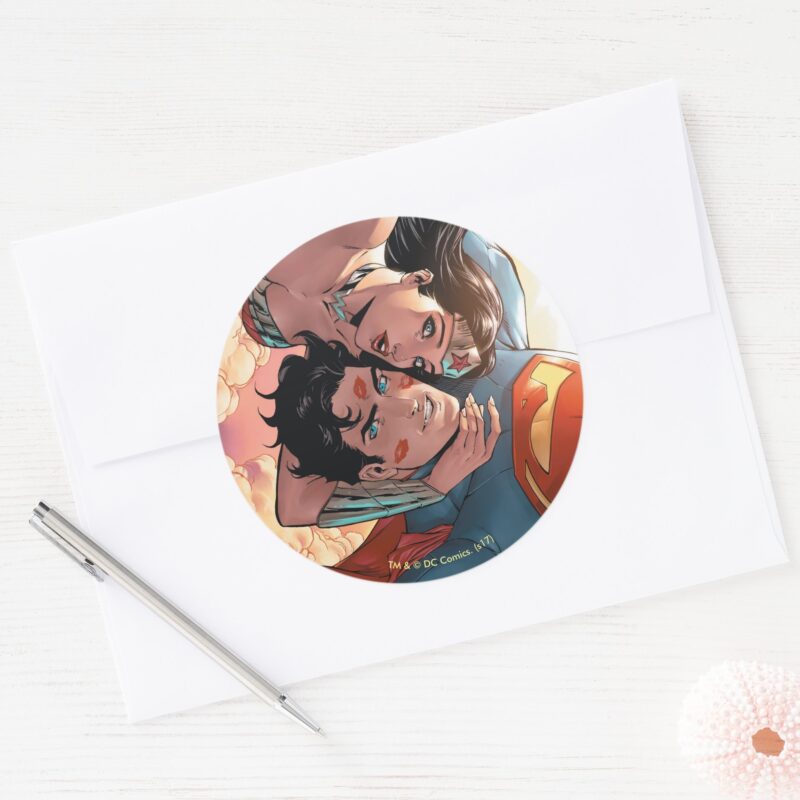 Superman Wonder Woman Comic Cover 11 Variant Classic Round Sticker