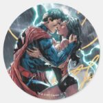 Superman Wonder Woman Comic Promotional Art Classic Round Sticker