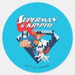 Superman Krypto Soar Classic Round Sticker