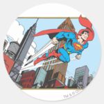 Superman Skyscrapers Classic Round Sticker