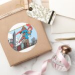 Superman Skyscrapers Classic Round Sticker