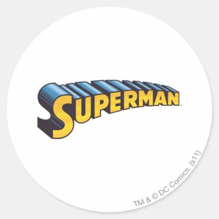 Superman Classic Name Logo Classic Round Sticker
