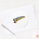 Superman Classic Name Logo Classic Round Sticker