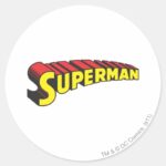 Superman Yellow Red Letters Logo Classic Round Sticker