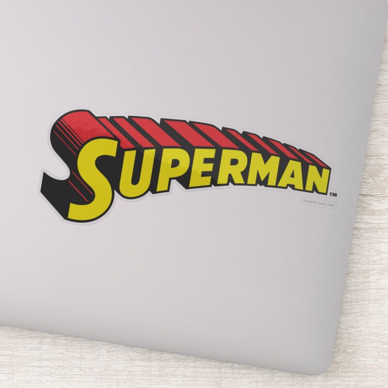 Superman Yellow Red Letters Logo Sticker