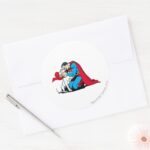 Superman And Krypto Classic Round Sticker