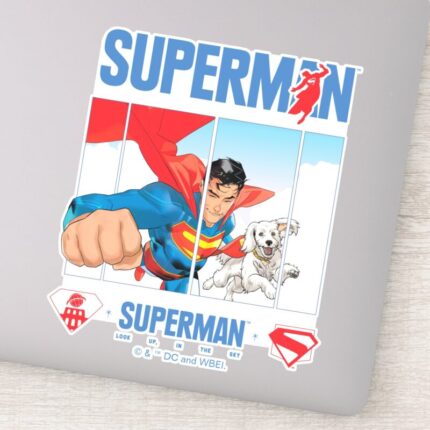 Superman And Krypto Take Flight Sticker