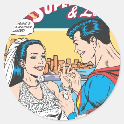 Superman And Lois Comic Classic Round Sticker