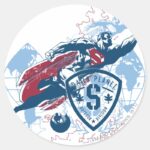 Superman And Map Classic Round Sticker