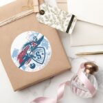 Superman And Map Classic Round Sticker