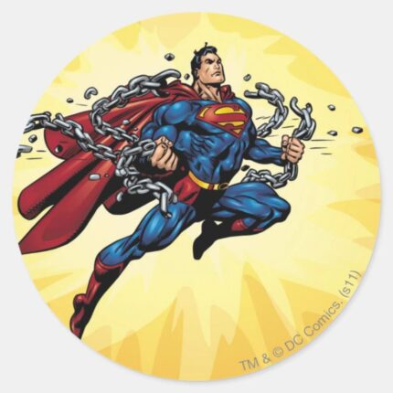 Superman Breaks Chains Classic Round Sticker
