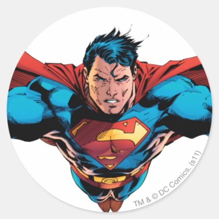 Superman Cape Flies Classic Round Sticker