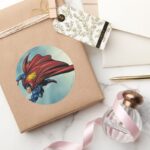 Superman Flys With Cape Classic Round Sticker