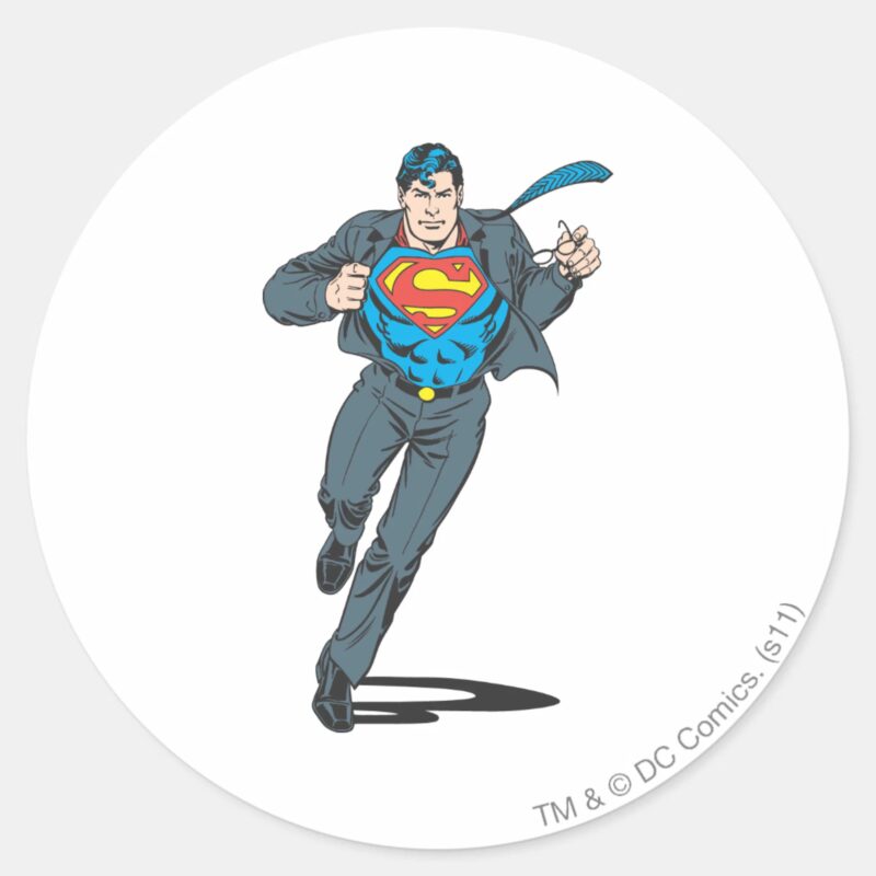 Superman In Business Garb Classic Round Sticker Superman In Business Garb Classic Round Sticker