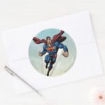 Superman Leaps Upward Classic Round Sticker