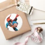 Superman Moving Forward Classic Round Sticker