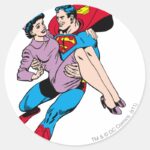 Superman Rescues Louis Classic Round Sticker