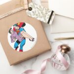 Superman Rescues Louis Classic Round Sticker