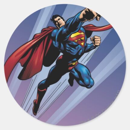 Superman With Light Streaks Classic Round Sticker