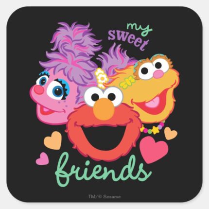 Sweet Best Friends Characters Square Sticker
