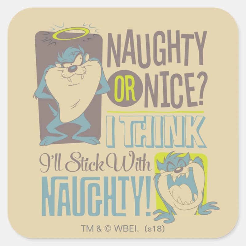 TAZ™ Naughty Or Nice Square Sticker TAZ™ Naughty Or Nice Square Sticker