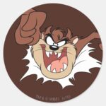 TAZ™ Bursting Through Page Classic Round Sticker