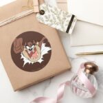 TAZ™ Bursting Through Page Classic Round Sticker