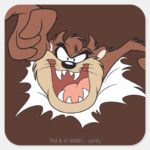 TAZ™ Bursting Through Page Square Sticker