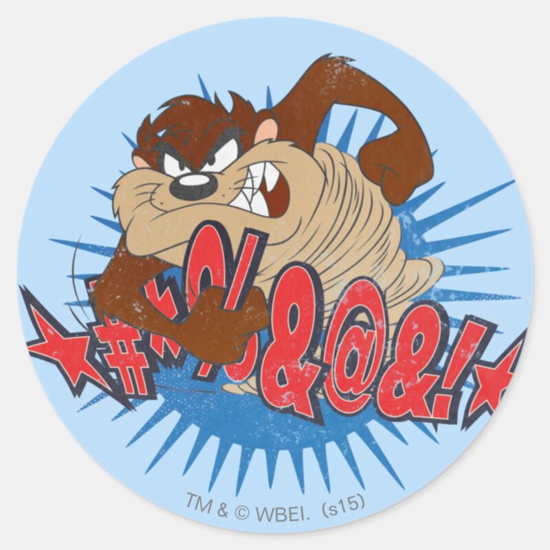 TAZ™ Censored Classic Round Sticker TAZ™ Censored Classic Round Sticker