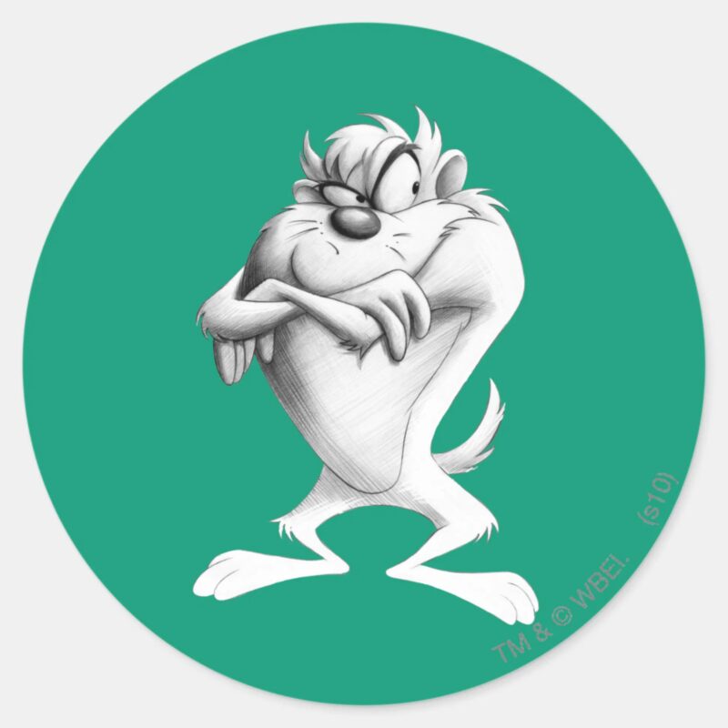 TAZ™ Drawing Classic Round Sticker TAZ™ Drawing Classic Round Sticker