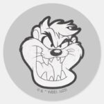 TAZ™ Evil Grin Badge Classic Round Sticker