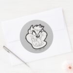 TAZ™ Evil Grin Badge Classic Round Sticker
