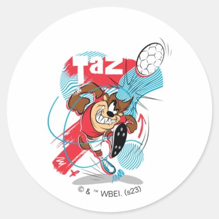 TAZ™ Headbutting Soccer Ball Classic Round Sticker