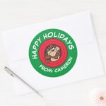 TAZ™ Through LOONEY TUNES™ Circle Happy Holidays Classic Round Sticker