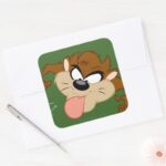 TAZ™ Tongue Out Square Sticker