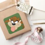 TAZ™ Tongue Out Square Sticker