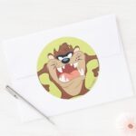 TAZ™ Toothy Grin Classic Round Sticker