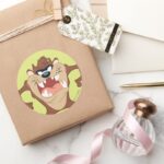 TAZ™ Toothy Grin Classic Round Sticker